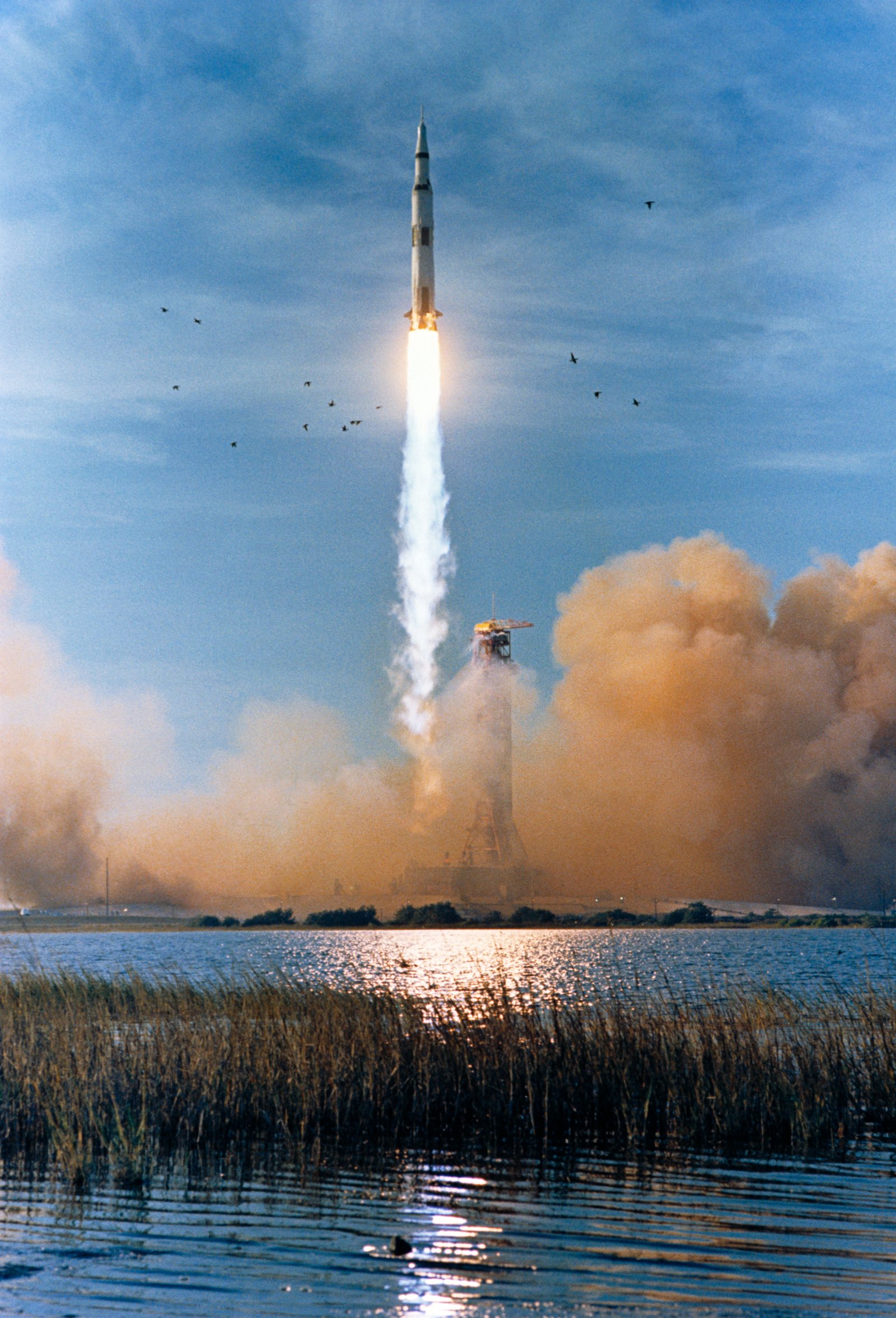 Saturn V rocket launching Apollo 8 from Kennedy Space Center on December 21 1968.