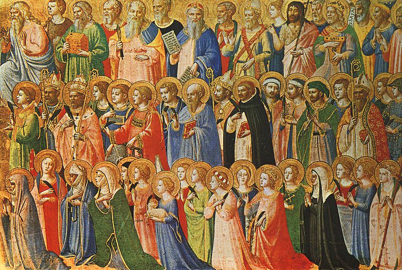 An All Saints painting: the company of the blessed gathered in heaven