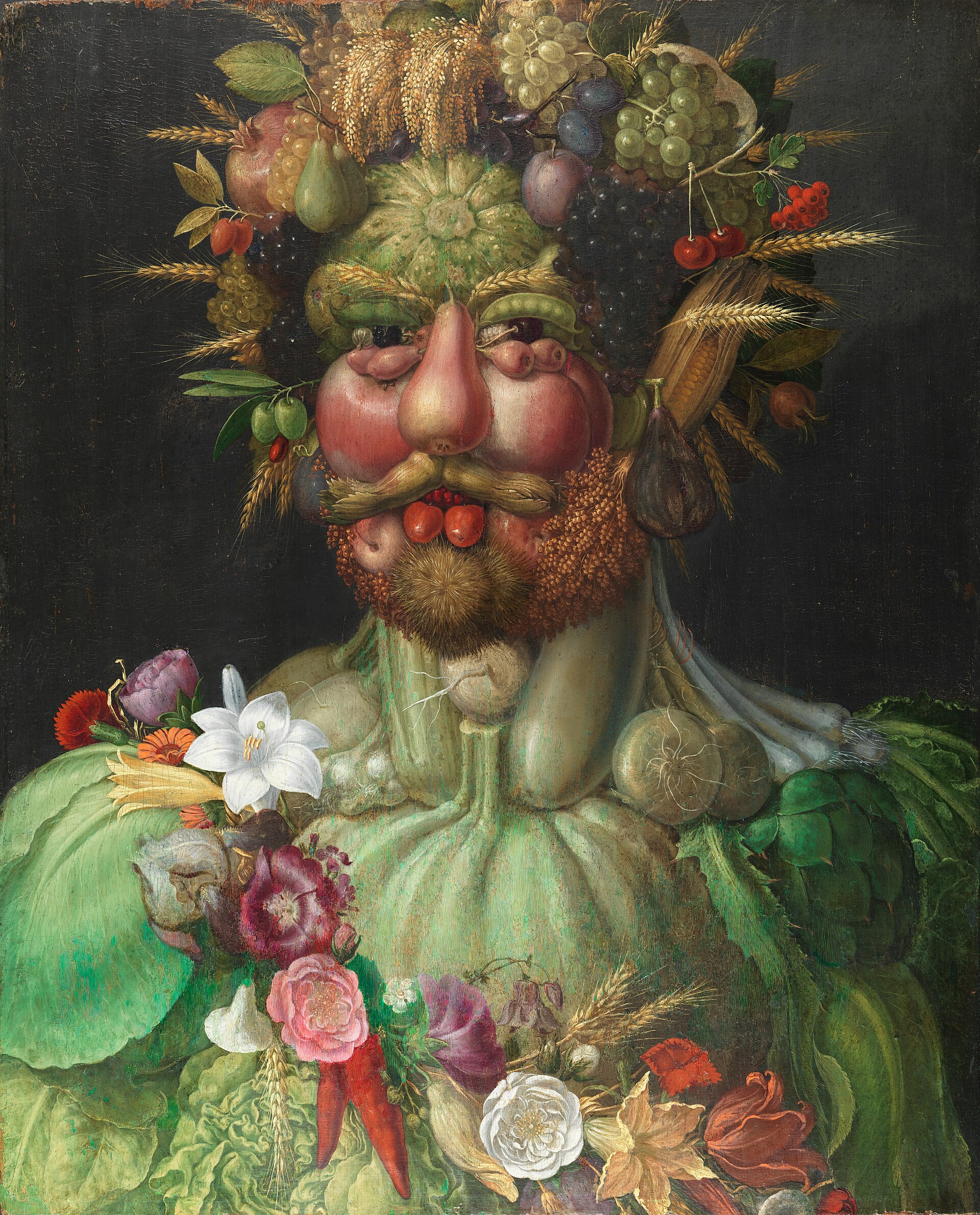 Emperor Rudolf II portrayed as Vertumnus, composed of fruits and vegetables, by Giuseppe Arcimboldo