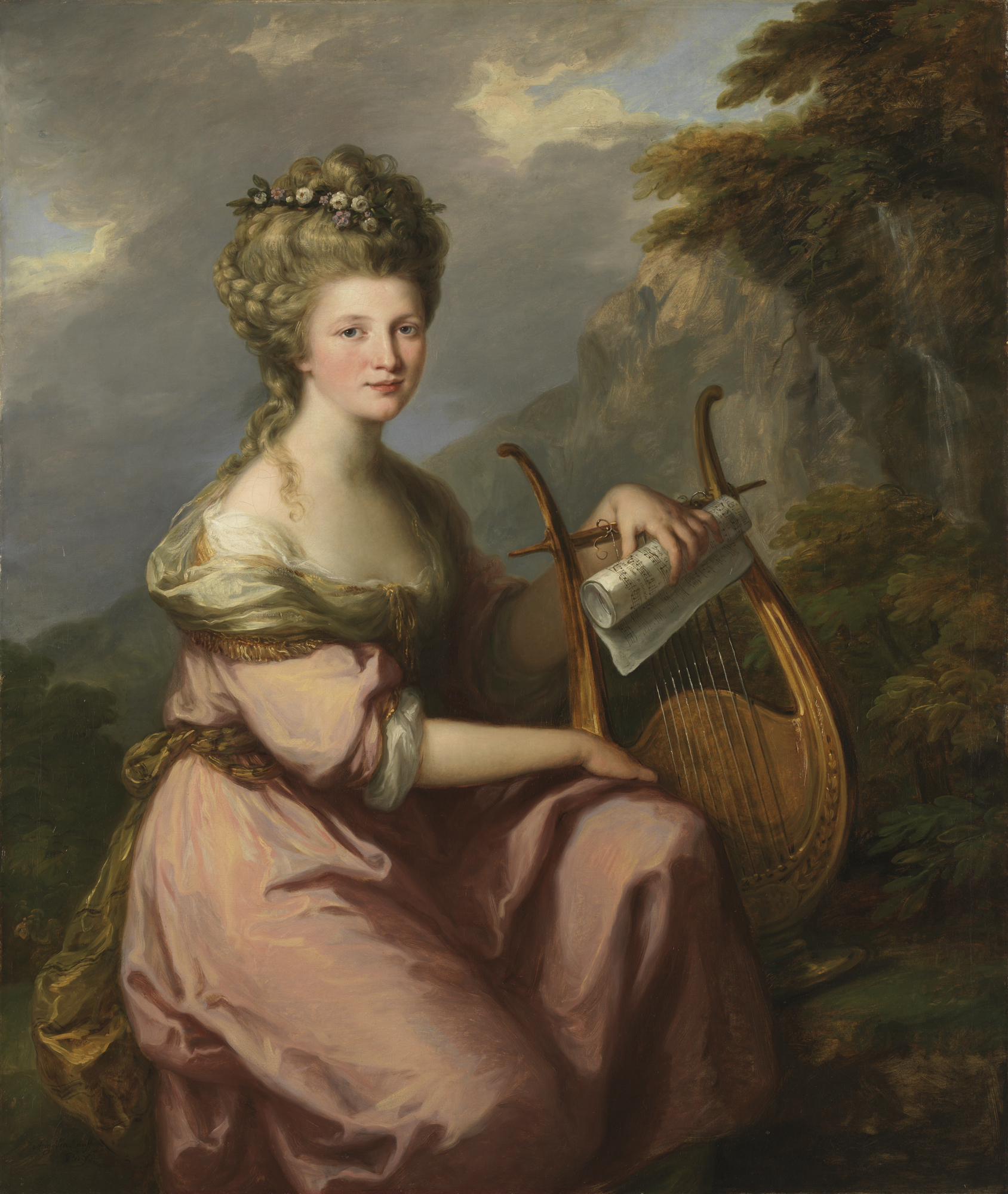 A woman portrayed as Erato, Muse of lyric poetry, holding a lyre
