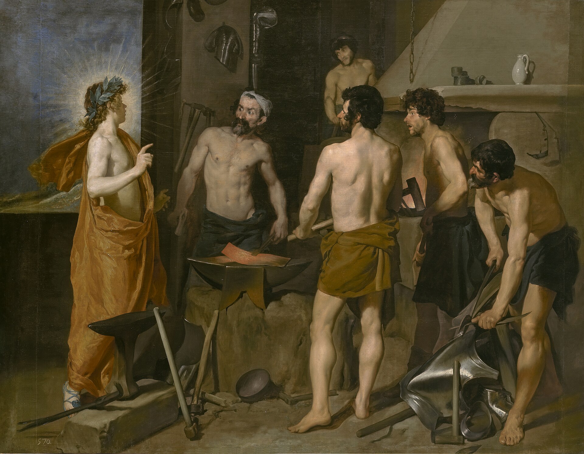Vulcan at his forge with hammer and anvil